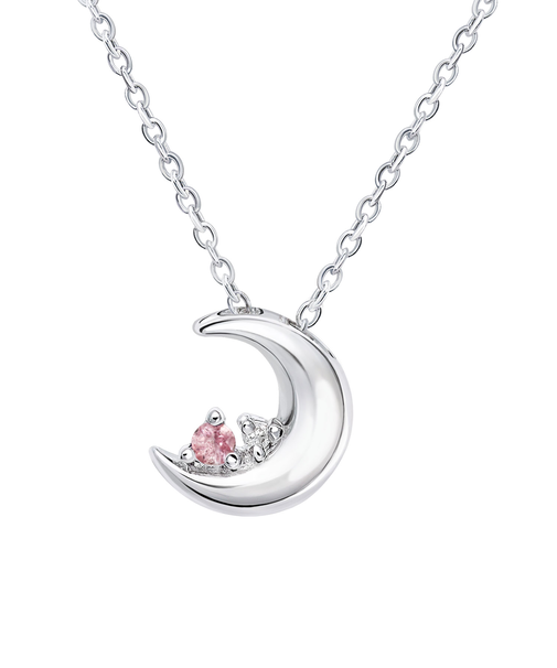 【選べる12誕生石×ダイヤモンド】クレセントムーン ネックレス レディース