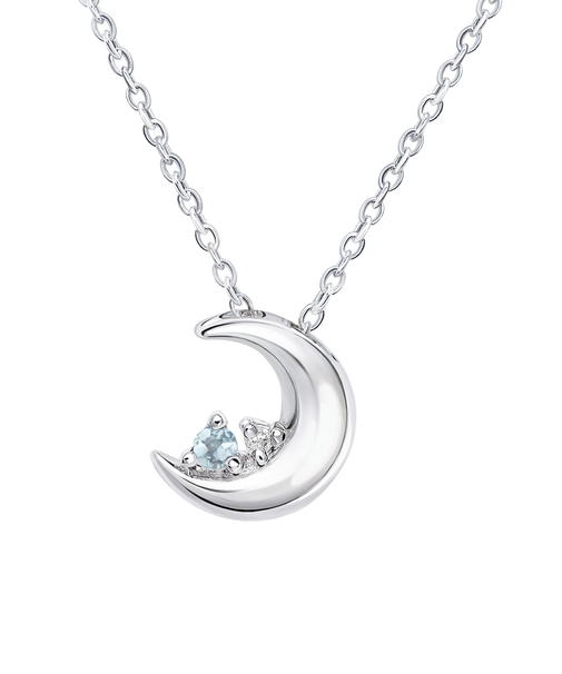 【選べる12誕生石×ダイヤモンド】クレセントムーン ネックレス レディース