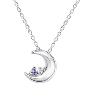【選べる12誕生石×ダイヤモンド】クレセントムーン ネックレス レディース