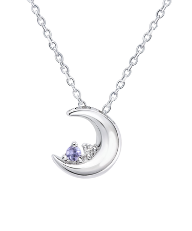 【選べる12誕生石×ダイヤモンド】クレセントムーン ネックレス レディース