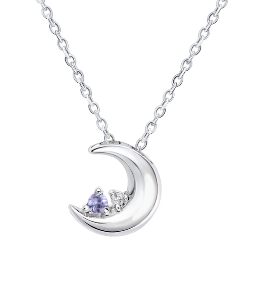 【選べる12誕生石×ダイヤモンド】クレセントムーン ネックレス レディース
