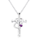 【選べる12誕生石×ダイヤモンド】クロス ハート ネックレス レディース
