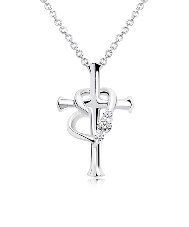 【選べる12誕生石×ダイヤモンド】クロス ハート ネックレス レディース