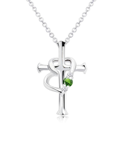 【選べる12誕生石×ダイヤモンド】クロス ハート ネックレス レディース