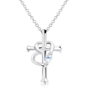 【選べる12誕生石×ダイヤモンド】クロス ハート ネックレス レディース