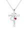 【選べる12誕生石×ダイヤモンド】クロス ハート ネックレス レディース