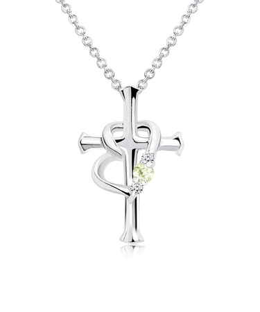 【選べる12誕生石×ダイヤモンド】クロス ハート ネックレス レディース