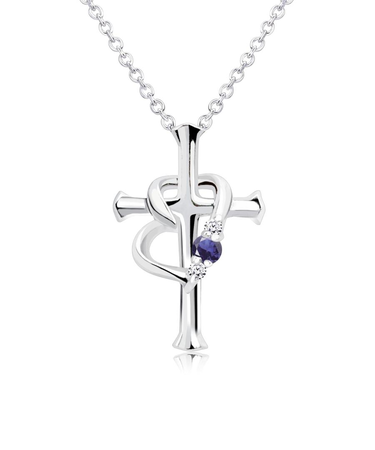 【選べる12誕生石×ダイヤモンド】クロス ハート ネックレス レディース