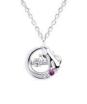 【選べる12誕生石】 猫 ネコ ダンシングストーン ネックレス レディース