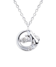 【選べる12誕生石】 猫 ネコ ダンシングストーン ネックレス レディース