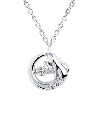 【選べる12誕生石】 猫 ネコ ダンシングストーン ネックレス レディース