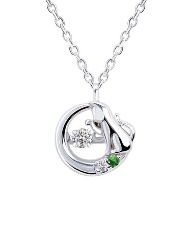 【選べる12誕生石】 猫 ネコ ダンシングストーン ネックレス レディース