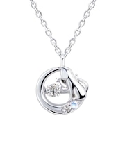 【選べる12誕生石】 猫 ネコ ダンシングストーン ネックレス レディース