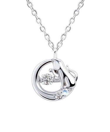 【選べる12誕生石】 猫 ネコ ダンシングストーン ネックレス レディース