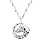 【選べる12誕生石】 猫 ネコ ダンシングストーン ネックレス レディース