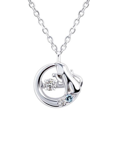 【選べる12誕生石】 猫 ネコ ダンシングストーン ネックレス レディース