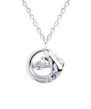 【選べる12誕生石】 猫 ネコ ダンシングストーン ネックレス レディース