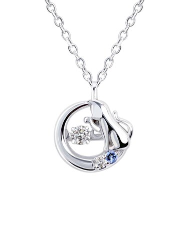 【選べる12誕生石】 猫 ネコ ダンシングストーン ネックレス レディース