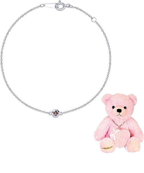 【選べる12誕生石】 誕生石ブレスレット テディベア （ピンク） セット