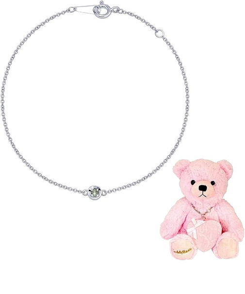 【選べる12誕生石】 誕生石ブレスレット テディベア （ピンク） セット
