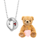 【選べる12誕生石×ダイヤモンド】 2連ネックレス レディース テディベア （ブラウン） セット