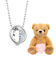 【選べる12誕生石×ダイヤモンド】 2連ネックレス レディース テディベア （ブラウン） セット