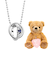 【選べる12誕生石×ダイヤモンド】 2連ネックレス レディース テディベア （ブラウン） セット