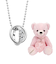 【選べる12誕生石×ダイヤモンド】 2連ネックレス レディース テディベア （ピンク） セット