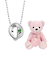 【選べる12誕生石×ダイヤモンド】 2連ネックレス レディース テディベア （ピンク） セット
