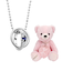 【選べる12誕生石×ダイヤモンド】 2連ネックレス レディース テディベア （ピンク） セット