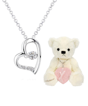 ダンシング ストーン オープンハート ネックレス テディベア 付き