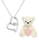 ダンシング ストーン オープンハート ネックレス テディベア 付き