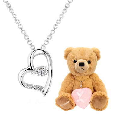 ダンシング ストーン オープンハート ネックレス テディベア 付き