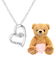 ダンシング ストーン オープンハート ネックレス テディベア 付き