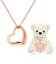 オープンハート ネックレス ピンクゴールド カラー テディベア 付き
