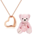 オープンハート ネックレス ピンクゴールド カラー テディベア 付き