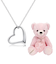 オープンハート ネックレス シルバーカラー テディベア 付き