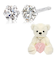 ダイヤモンド 0.1ct プラチナ ピアス テディベア 付き