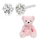 ダイヤモンド 0.1ct プラチナ ピアス テディベア 付き