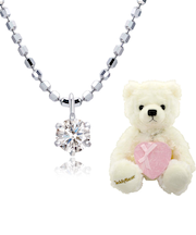 ダイヤモンド 0.1ct プラチナ ネックレス テディベア 付き