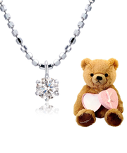 ダイヤモンド 0.1ct プラチナ ネックレス テディベア 付き