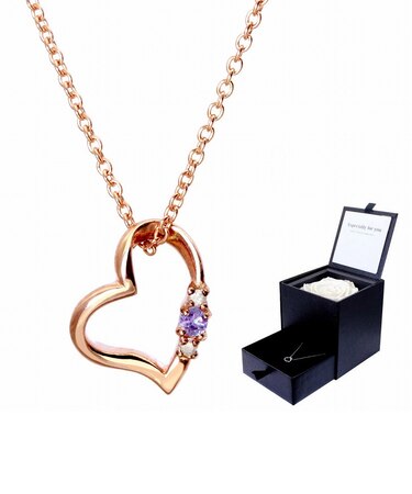 ネックレス レディース ラブ ハート プリザーブドフラワー ギフトセット 薔薇の色 プラチナホワイト