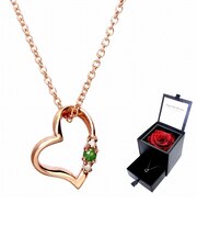 ネックレス レディース ラブ ハート プリザーブドフラワー ギフトセット 薔薇の色 アンティークレッド