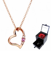 ネックレス レディース ラブ ハート プリザーブドフラワー ギフトセット 薔薇の色 アンティークレッド