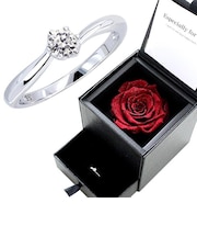 シルバーリング キュービックジルコニア プロポーズ 婚約指輪 プリザーブドフラワー 薔薇 ダイヤモンドローズ