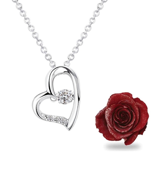 ネックレス ダンシング ストーン ハート ホースシュー プリザーブドフラワー ローズボックス付き