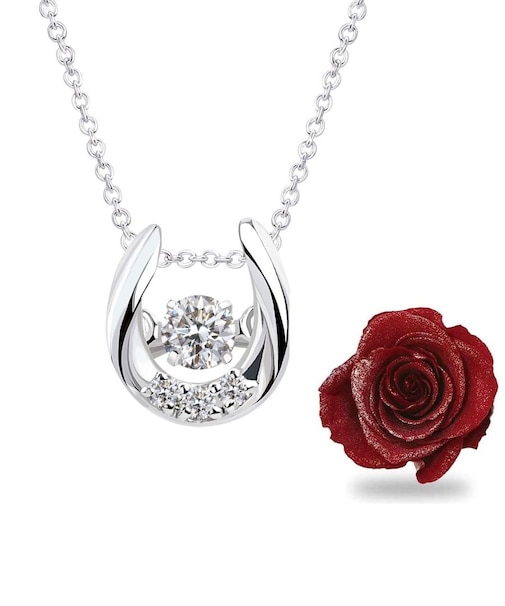 ネックレス ダンシング ストーン ハート ホースシュー プリザーブドフラワー ローズボックス付き