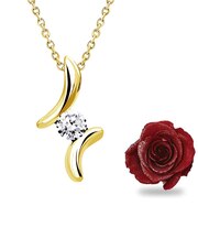 ネックレス レディース 一粒 ドロップ キュービックジルコニア プリザーブドフラワー 薔薇