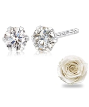 ピアス レディース 1粒 ダイヤモンド プラチナ900 プリザーブドフラワー ボックス付