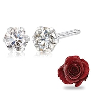 ピアス レディース 1粒 ダイヤモンド プラチナ900 プリザーブドフラワー ボックス付